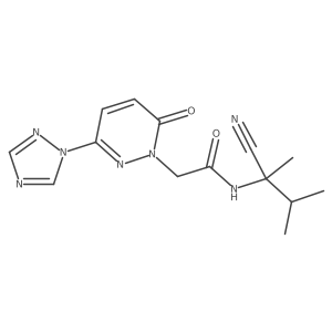 N-(1-cyano-1,2-dimethylpropyl)-2-[6-oxo-3-(1H-1,2,4-triazol-1-yl)-1,6-dihydropyridazin-1-yl]acetamide结构式