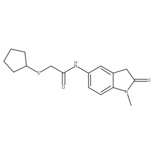 2-(cyclopentylthio)-N-(1-methyl-2-oxoindolin-5-yl)acetamide Structure