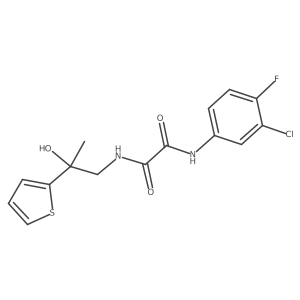 N1-(3-chloro-4-fluorophenyl)-N2-(2-hydroxy-2-(thiophen-2-yl)propyl)oxalamide结构式