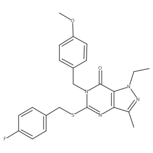 1-ethyl-5-((4-fluorobenzyl)thio)-6-(4-methoxybenzyl)-3-methyl-1H-pyrazolo[4,3-d]pyrimidin-7(6H)-one Structure