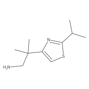 2-Methyl-2-[2-(propan-2-yl)-1,3-thiazol-4-yl]propan-1-amine结构式