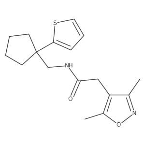 2-(3,5-dimethylisoxazol-4-yl)-N-((1-(thiophen-2-yl)cyclopentyl)methyl)acetamide结构式