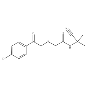 2-{[2-(4-chlorophenyl)-2-oxoethyl]sulfanyl}-N-(1-cyano-1-methylethyl)acetamide结构式