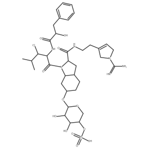 [(3R,4R,5R,6R)-6-[[(2S,3aS,6R,7aS)-2-[2-(1-carbamimidoyl-2,5-dihydropyrrol-3-yl)ethylcarbamoyl]-1-[(3R)-3-chloro-2-[[(2R)-2-hydroxy-3-phenylpropanoyl]amino]-4-methylpentanoyl]-2,3,3a,4,5,6,7,7a-octahydroindol-6-yl]oxy]-4,5-dihydroxyoxan-3-yl] hydrogen sulfate结构式