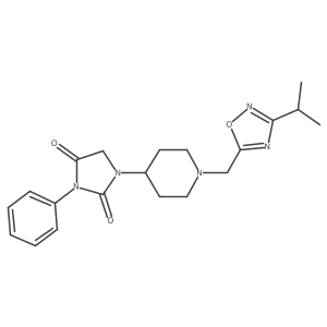 1-(1-((3-Isopropyl-1,2,4-oxadiazol-5-yl)methyl)piperidin-4-yl)-3-phenylimidazolidine-2,4-dione Structure