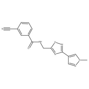 3-cyano-N-((3-(1-methyl-1H-pyrazol-4-yl)-1,2,4-oxadiazol-5-yl)methyl)benzamide结构式