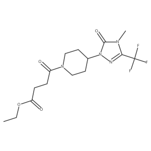 ethyl 4-(4-(4-methyl-5-oxo-3-(trifluoromethyl)-4,5-dihydro-1H-1,2,4-triazol-1-yl)piperidin-1-yl)-4-oxobutanoate结构式