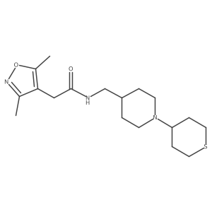 2-(3,5-dimethylisoxazol-4-yl)-N-((1-(tetrahydro-2H-thiopyran-4-yl)piperidin-4-yl)methyl)acetamide结构式