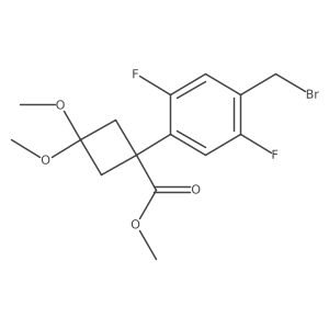Methyl 1-(4-(bromomethyl)-2,5-difluorophenyl)-3,3-dimethoxycyclobutane-1-carboxylate结构式