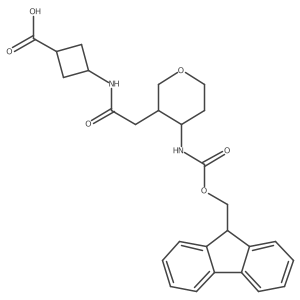 3-{2-[4-({[(9H-fluoren-9-yl)methoxy]carbonyl}amino)oxan-3-yl]acetamido}cyclobutane-1-carboxylic acid结构式