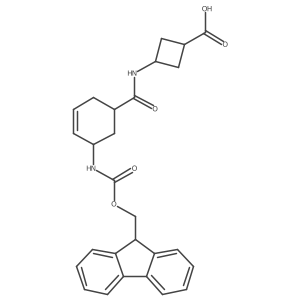 3-[5-({[(9H-fluoren-9-yl)methoxy]carbonyl}amino)cyclohex-3-ene-1-amido]cyclobutane-1-carboxylic acid结构式
