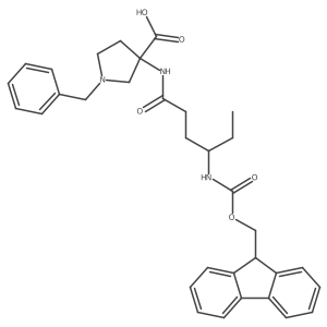 1-benzyl-3-[4-({[(9H-fluoren-9-yl)methoxy]carbonyl}amino)hexanamido]pyrrolidine-3-carboxylic acid Structure