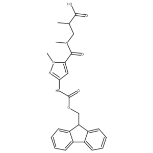 3-{1-[3-({[(9H-fluoren-9-yl)methoxy]carbonyl}amino)-1-methyl-1H-pyrazol-5-yl]-N-methylformamido}-2-methylpropanoic acid结构式