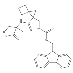 2-({1-[({[(9H-fluoren-9-yl)methoxy]carbonyl}amino)methyl]spiro[2.3]hexan-1-yl}formamido)-3-hydroxy-2-methylpropanoic acid结构式