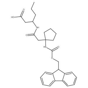 3-{2-[1-({[(9H-fluoren-9-yl)methoxy]carbonyl}amino)cyclopentyl]acetamido}hexanoic acid结构式