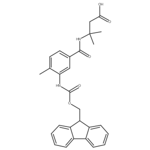 3-{[3-({[(9H-fluoren-9-yl)methoxy]carbonyl}amino)-4-methylphenyl]formamido}-3-methylbutanoic acid Structure