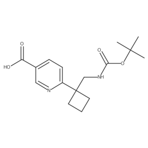 6-[1-({[(Tert-butoxy)carbonyl]amino}methyl)cyclobutyl]pyridine-3-carboxylic acid结构式