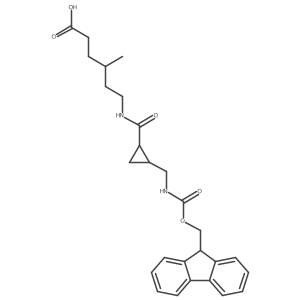 rac-6-{[(1R,2S)-2-[({[(9H-fluoren-9-yl)methoxy]carbonyl}amino)methyl]cyclopropyl]formamido}-4-methylhexanoic acid Structure