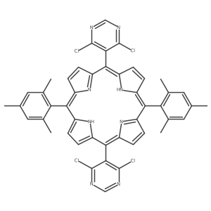 5,15-Bis(4,6-dichloro-5-pyrimidinyl)-10,20-bis(2,4,6-trimethylphenyl)-21H,23H-porphine Structure