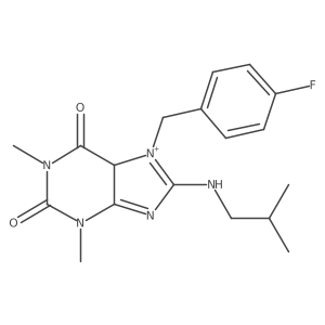 7-[(4-fluorophenyl)methyl]-1,3-dimethyl-8-(2-methylpropylamino)-5H-purin-7-ium-2,6-dione结构式
