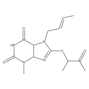 7-[(E)-but-2-enyl]-3-methyl-8-(3-oxobutan-2-ylsulfanyl)-4,5-dihydropurine-2,6-dione结构式