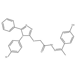 2-{[4-(4-bromophenyl)-5-phenyl-4H-1,2,4-triazol-3-yl]sulfanyl}-N'-[(1E)-1-(4-hydroxyphenyl)ethylidene]acetohydrazide Structure