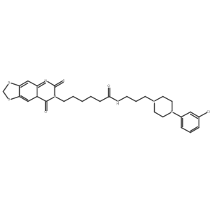N-{3-[4-(3-chlorophenyl)piperazin-1-yl]propyl}-6-{8-oxo-6-sulfanylidene-2H,5H,6H,7H,8H-[1,3]dioxolo[4,5-g]quinazolin-7-yl}hexanamide结构式