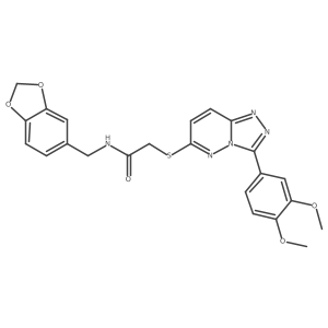 N-(benzo[d][1,3]dioxol-5-ylmethyl)-2-((3-(3,4-dimethoxyphenyl)-[1,2,4]triazolo[4,3-b]pyridazin-6-yl)thio)acetamide结构式