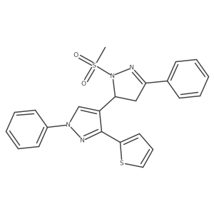2-(methylsulfonyl)-1',5-diphenyl-3'-(thiophen-2-yl)-3,4-dihydro-1'H,2H-3,4'-bipyrazole Structure