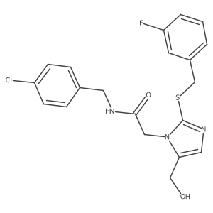 N-[(4-chlorophenyl)methyl]-2-(2-{[(3-fluorophenyl)methyl]sulfanyl}-5-(hydroxymethyl)-1H-imidazol-1-yl)acetamide结构式