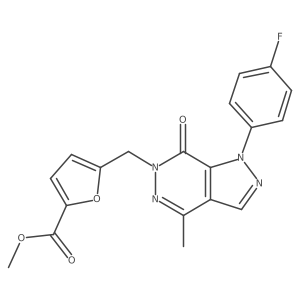 methyl 5-((1-(4-fluorophenyl)-4-methyl-7-oxo-1H-pyrazolo[3,4-d]pyridazin-6(7H)-yl)methyl)furan-2-carboxylate结构式