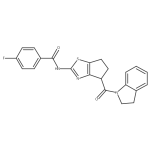 4-fluoro-N-(4-(indoline-1-carbonyl)-5,6-dihydro-4H-cyclopenta[d]thiazol-2-yl)benzamide Structure