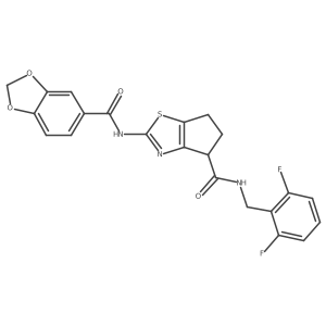2-(benzo[d][1,3]dioxole-5-carboxamido)-N-(2,6-difluorobenzyl)-5,6-dihydro-4H-cyclopenta[d]thiazole-4-carboxamide Structure