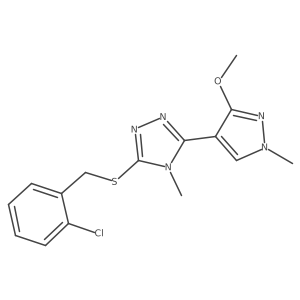 3-((2-chlorobenzyl)thio)-5-(3-methoxy-1-methyl-1H-pyrazol-4-yl)-4-methyl-4H-1,2,4-triazole Structure