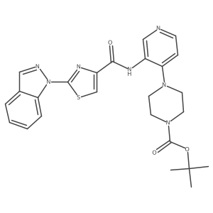 tert-butyl 4-(3-(2-(1H-indazol-1-yl)thiazole-4-carboxamido)pyridin-4-yl)piperazine-1-carboxylate结构式