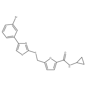 O=C(NC1CC1)c1ccc(CSc2nc(-c3cccc(Br)c3)cs2)o1结构式