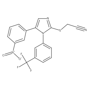 2-((5-(3-nitrophenyl)-1-(3-(trifluoromethyl)phenyl)-1H-imidazol-2-yl)thio)acetonitrile结构式