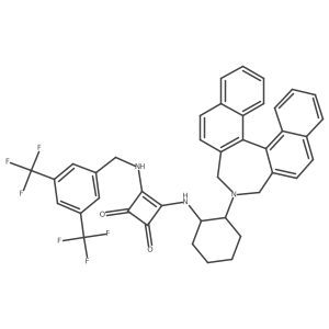 (11bR)-3-((2-(3H-dinaphtho[2,1-c:1',2'-e]azepin-4(5H)-yl)cyclohexyl)amino)-4-((3,5-bis(trifluoromethyl)benzyl)amino)cyclobut-3-ene-1,2-dione Structure