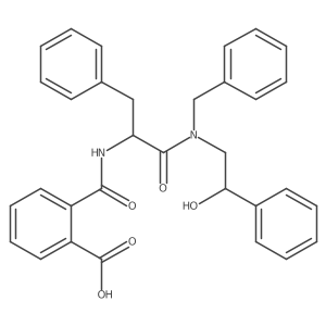 Benzoic acid, 2-[[[2-[(2-hydroxy-2-phenylethyl)(phenylmethyl)amino]-2-oxo-1-(phenylmethyl)ethyl]amino]carbonyl]- Structure