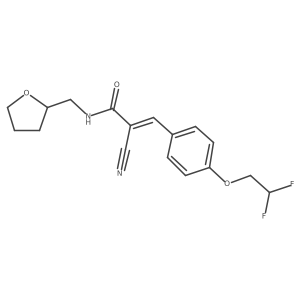 (E)-2-Cyano-3-[4-(2,2-difluoroethoxy)phenyl]-N-(oxolan-2-ylmethyl)prop-2-enamide结构式