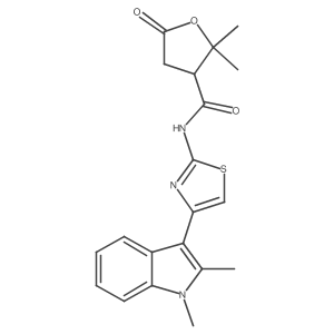 N-(4-(1,2-dimethyl-1H-indol-3-yl)thiazol-2-yl)-2,2-dimethyl-5-oxotetrahydrofuran-3-carboxamide结构式
