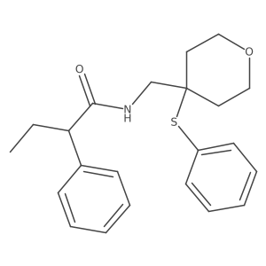 2-phenyl-N-((4-(phenylthio)tetrahydro-2H-pyran-4-yl)methyl)butanamide结构式
