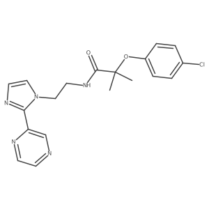 2-(4-chlorophenoxy)-2-methyl-N-(2-(2-(pyrazin-2-yl)-1H-imidazol-1-yl)ethyl)propanamide结构式