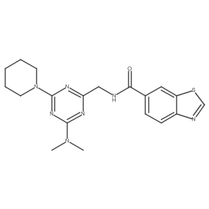 N-((4-(dimethylamino)-6-(piperidin-1-yl)-1,3,5-triazin-2-yl)methyl)benzo[d]thiazole-6-carboxamide Structure
