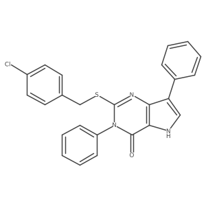 2-((4-chlorobenzyl)thio)-3,7-diphenyl-3H-pyrrolo[3,2-d]pyrimidin-4(5H)-one结构式
