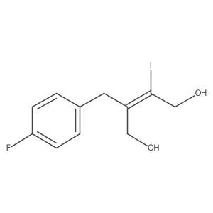 (E)-2-[(4-fluorophenyl)methyl]-3-iodobut-2-ene-1,4-diol Structure