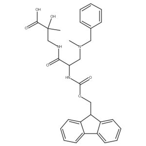 3-{3-[benzyl(methyl)amino]-2-({[(9H-fluoren-9-yl)methoxy]carbonyl}amino)propanamido}-2-hydroxy-2-methylpropanoic acid结构式