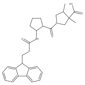 rac-(3R,4R)-1-[2-({[(9H-fluoren-9-yl)methoxy]carbonyl}amino)cyclopentanecarbonyl]-3,4-dimethylpyrrolidine-3-carboxylic acid结构式