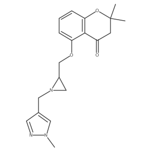 2,2-dimethyl-5-({1-[(1-methyl-1H-pyrazol-4-yl)methyl]aziridin-2-yl}methoxy)-3,4-dihydro-2H-1-benzopyran-4-one Structure