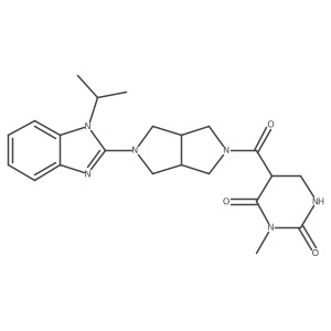 3-Methyl-5-[2-(1-propan-2-ylbenzimidazol-2-yl)-1,3,3a,4,6,6a-hexahydropyrrolo[3,4-c]pyrrole-5-carbonyl]-1,3-diazinane-2,4-dione Structure